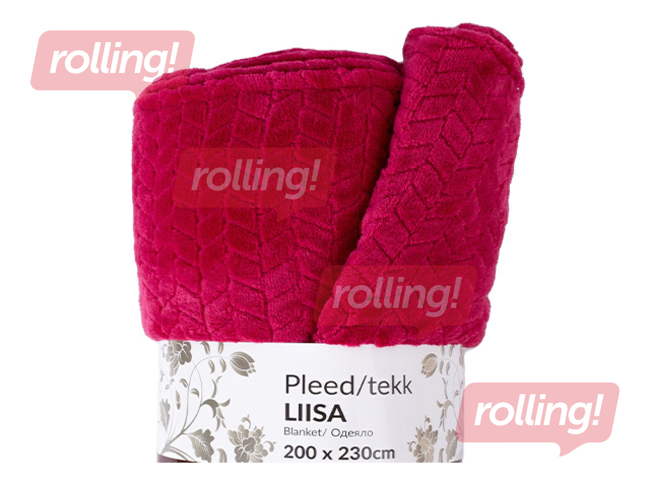Plaid Liisa XL, raspberry red, 200x230cm