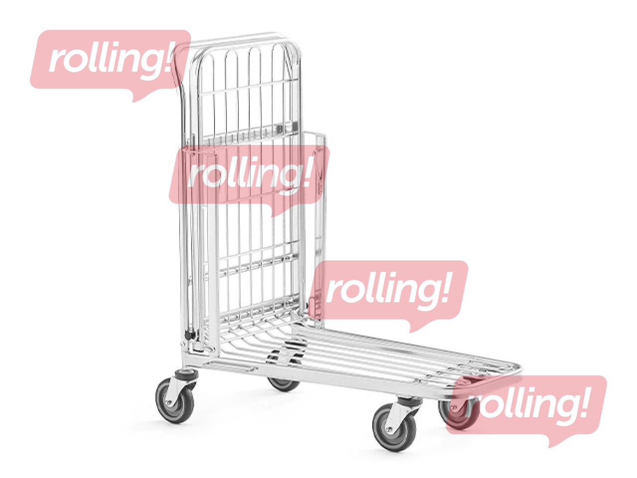 Warehouse trolley, with 2 shelves, stackable, load capacity 125kg
