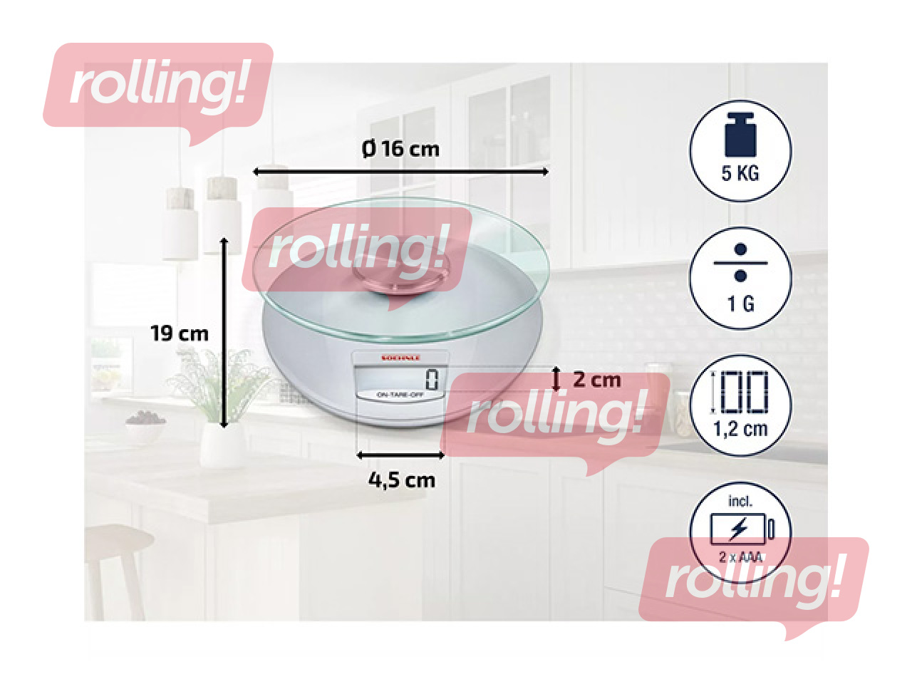 Köögikaalud Soehnle, Roma Silver, digitaalne, kuni 5 kg