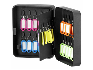 Key safe Springos, with 30 tags, metal, black, 20×16×7.5cm