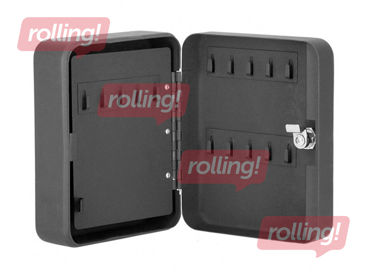 Key safe Springos, with 30 tags, metal, black, 20×16×7.5cm
