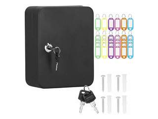 Key safe Springos, with 30 tags, metal, black, 20×16×7.5cm