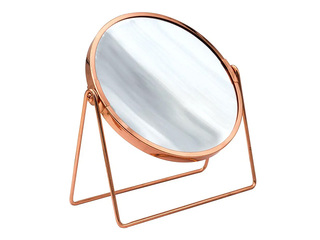 Cosmetic mirror Sapho Ridder, freestanding, double-sided, steel, copper finish, Ø16×20.5cm