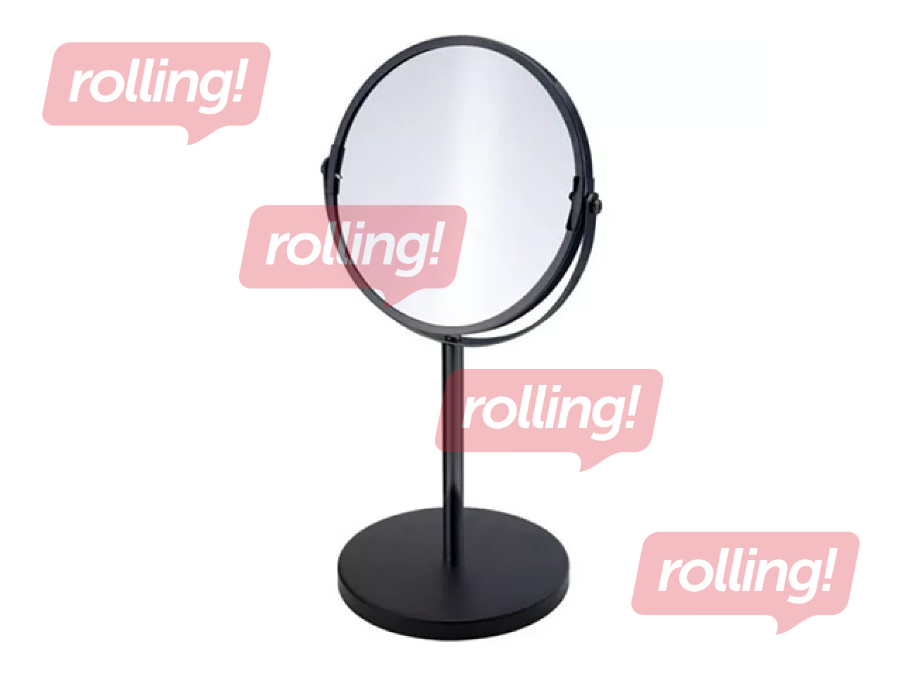Cosmetic mirror Duschy, freestanding, black, Ø16×35cm