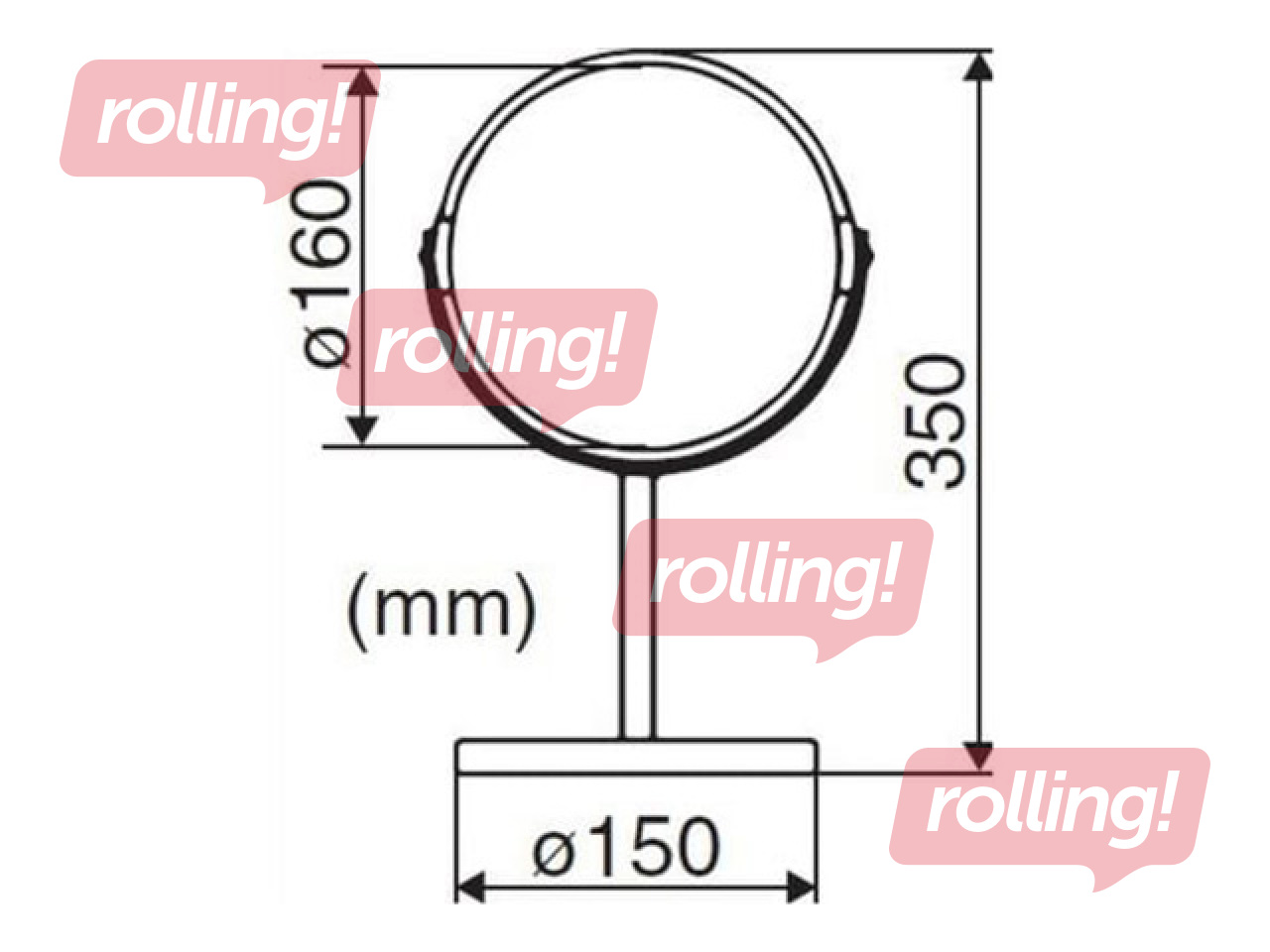 Cosmetic mirror Duschy, freestanding, black, Ø16×35cm