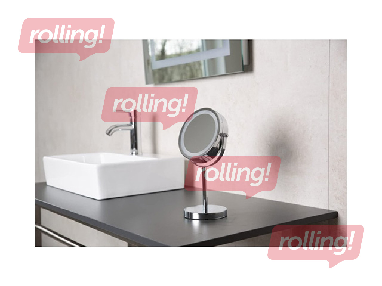 Kosmeetiline peegel Ridder Daisy, LED-valgustusega, vabalt seisev, kroomitud, Ø20×35cm