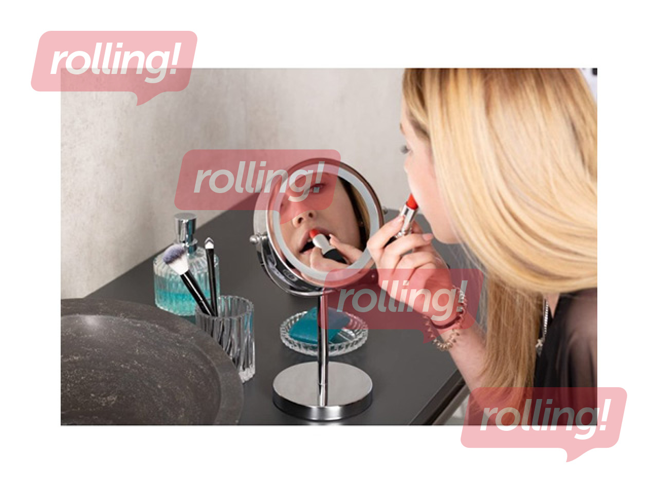 Kosmeetiline peegel Ridder Daisy, LED-valgustusega, vabalt seisev, kroomitud, Ø20×35cm