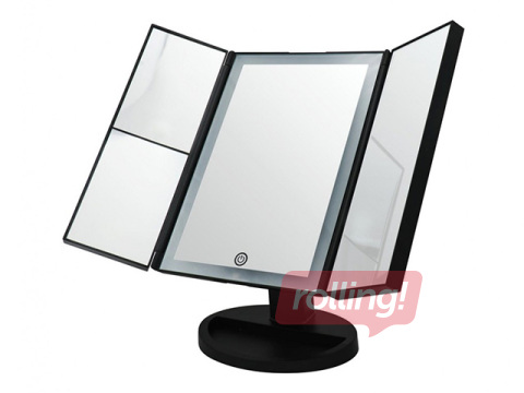 Kosmeetiline peegel Ridder Vivian M, LED-valgustusega, vabalt seisev, must, 12×27.5×18cm