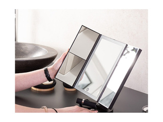 Kosmeetiline peegel Ridder Vivian M, LED-valgustusega, vabalt seisev, must, 12×27.5×18cm