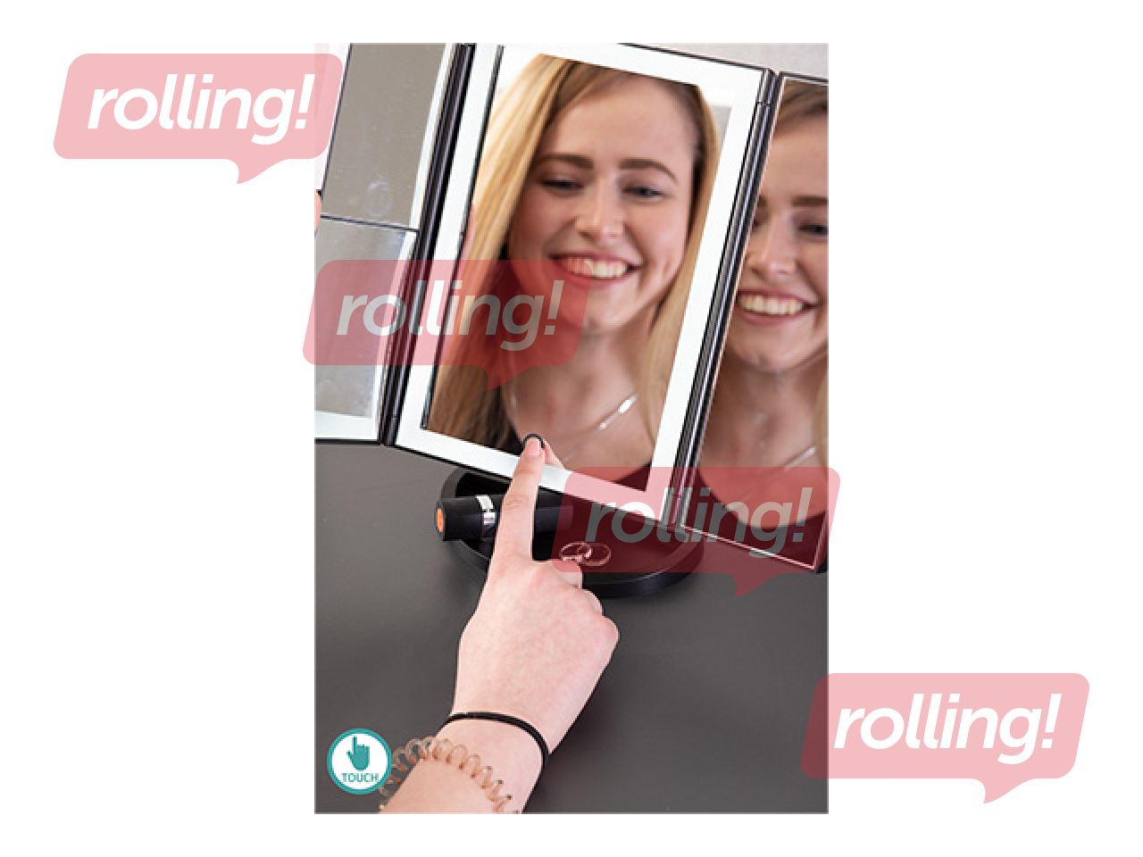 Kosmeetiline peegel Ridder Vivian M, LED-valgustusega, vabalt seisev, must, 12×27.5×18cm