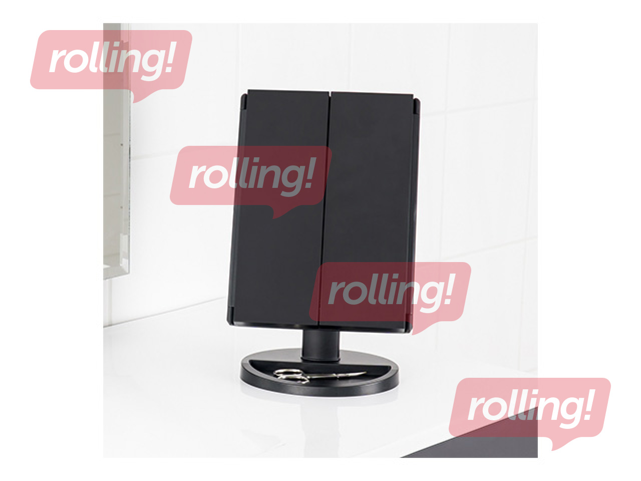 Kosmeetiline peegel Ridder Vivian M, LED-valgustusega, vabalt seisev, must, 12×27.5×18cm