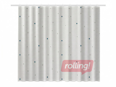 Dušas aizkars Rayen, poliesters, balts, 180x200cm