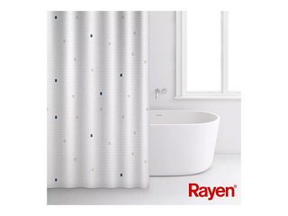 Dušas aizkars Rayen, poliesters, balts, 180x200cm