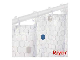 Dušas aizkars Rayen, poliesters, balts, 180x200cm