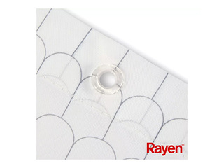 Dušas aizkars Rayen, poliesters, balts, 180x200cm