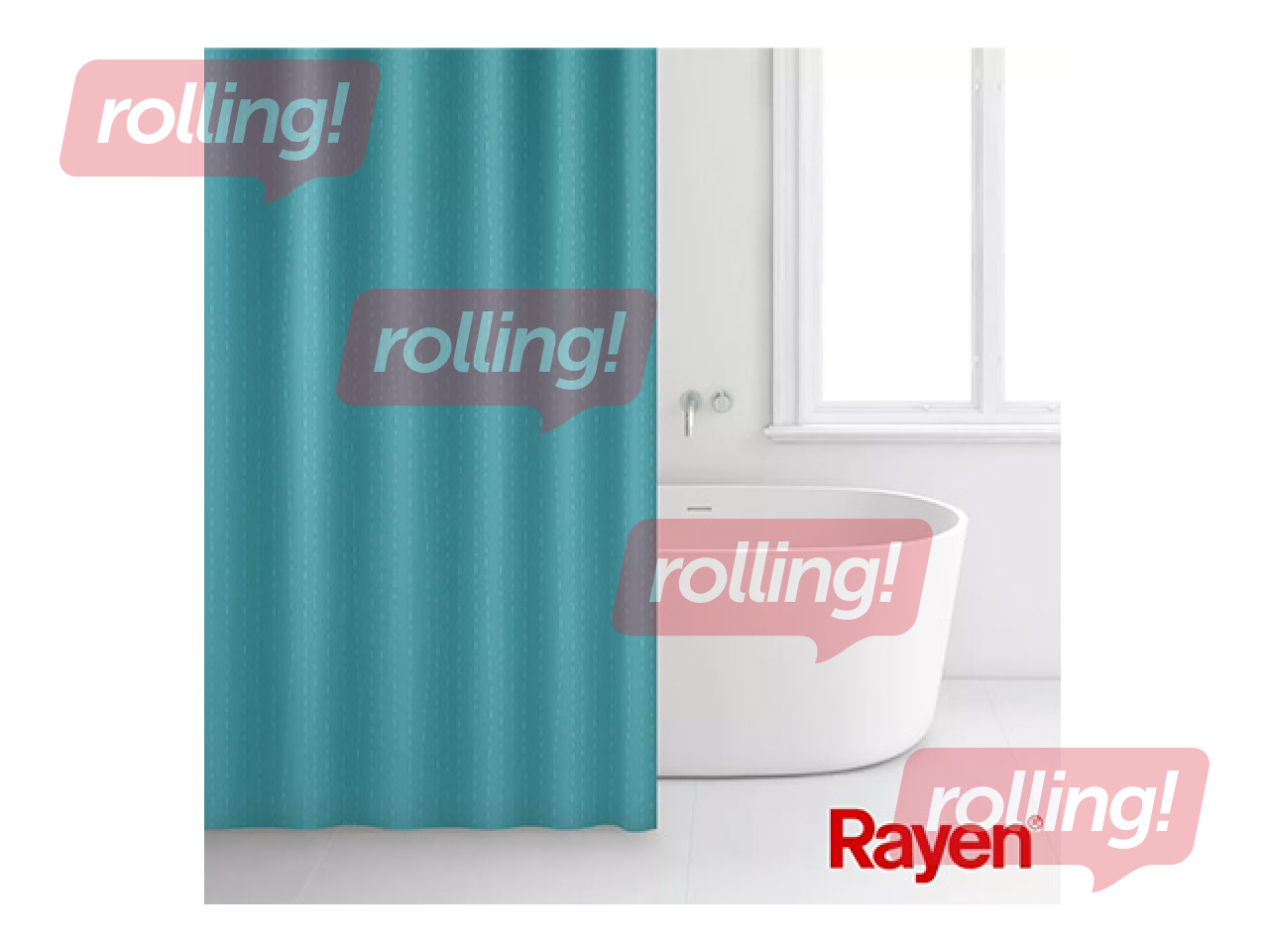 Шторка для душа Rayen, полиэстер, светло-голубая, 180x200см