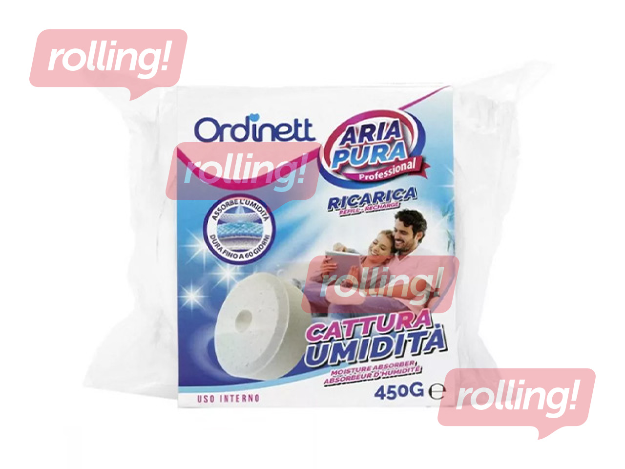 Mitruma absorbētāja papildināmā tablete Ordinett, neitrāla smarža, 450g