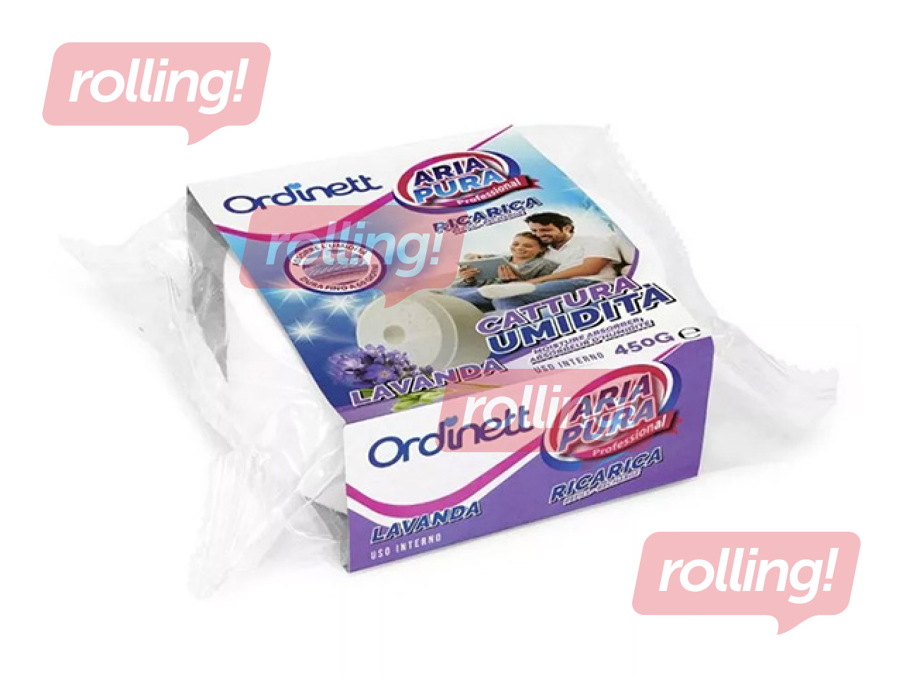 Mitruma absorbētāja papildināmā tablete Ordinett, lavanda, 450g