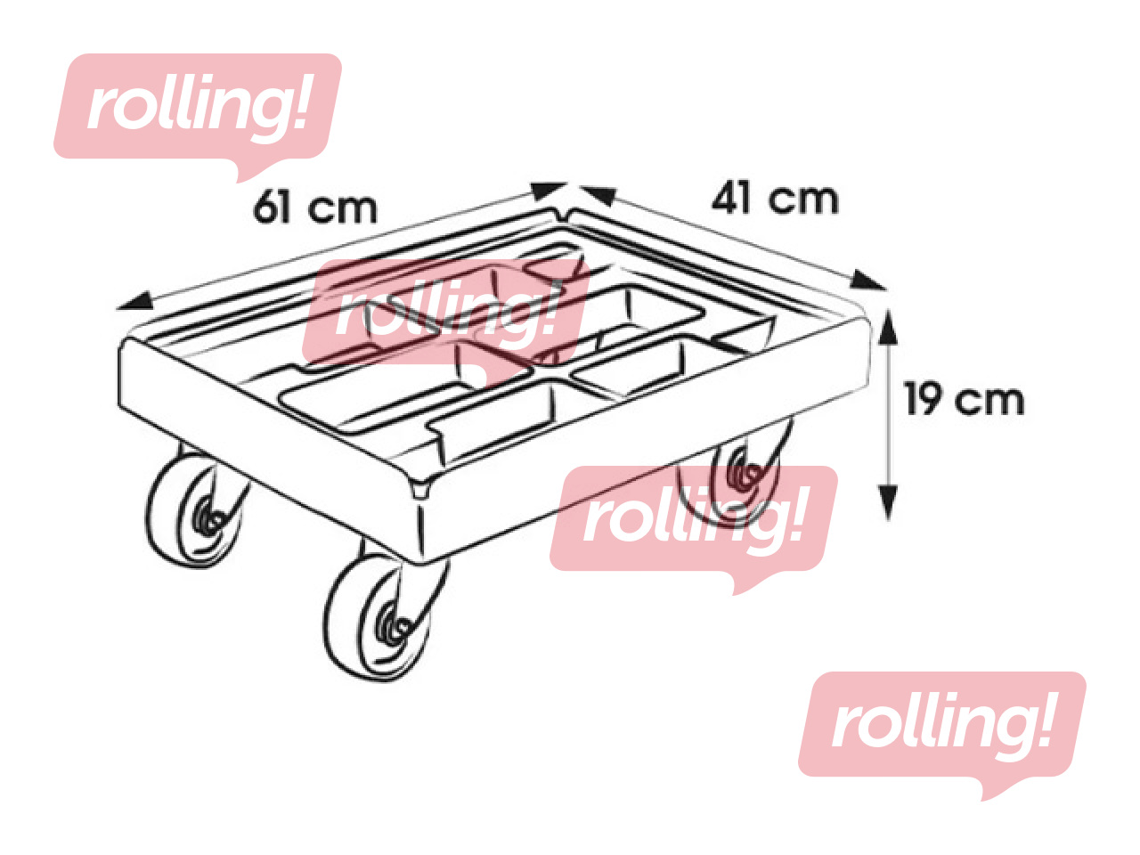 Käru Keeeper Rolf, transpordikastidele ja korvidele, punane, kandevõime 300kg, 61x41x19cm