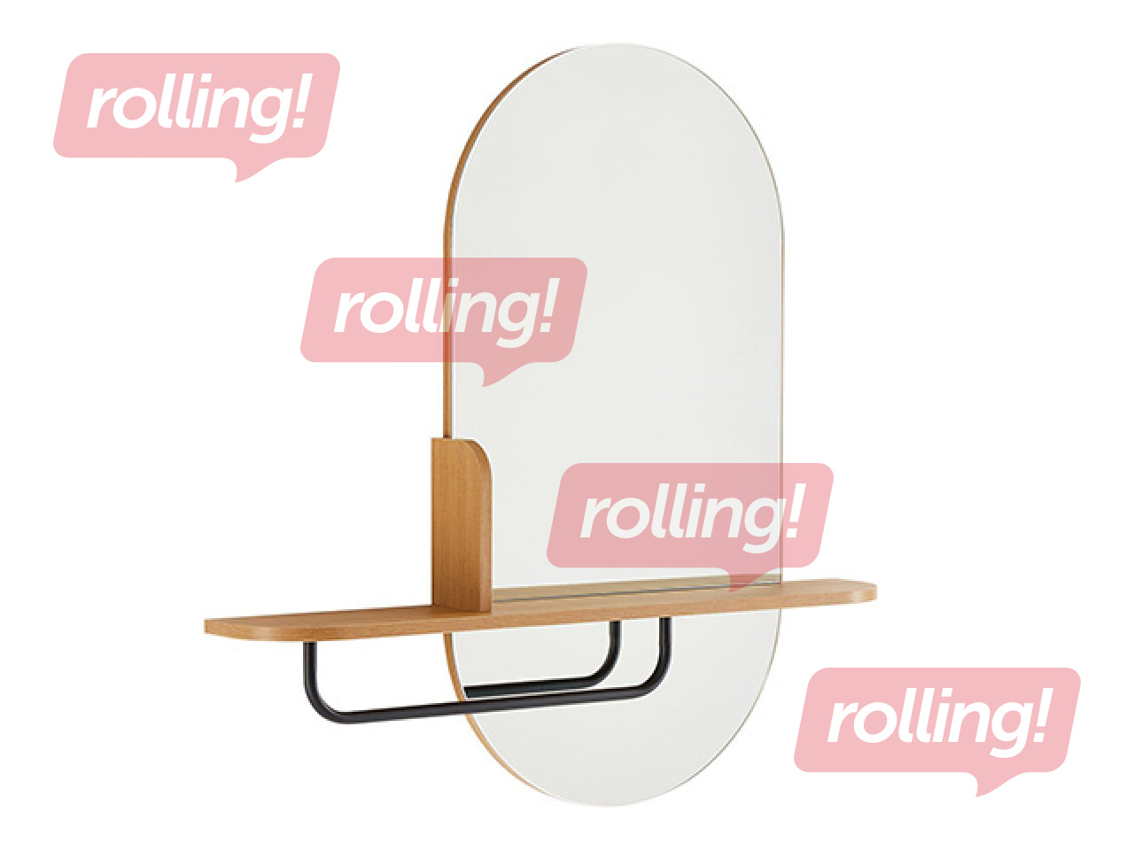 Wall mirror Aalborg with shelf, 92x15x93cm