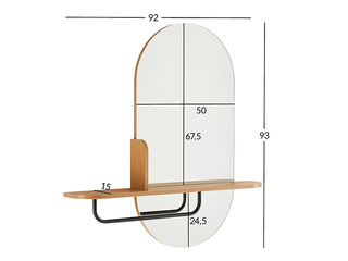 Wall mirror Aalborg with shelf, 92x15x93cm