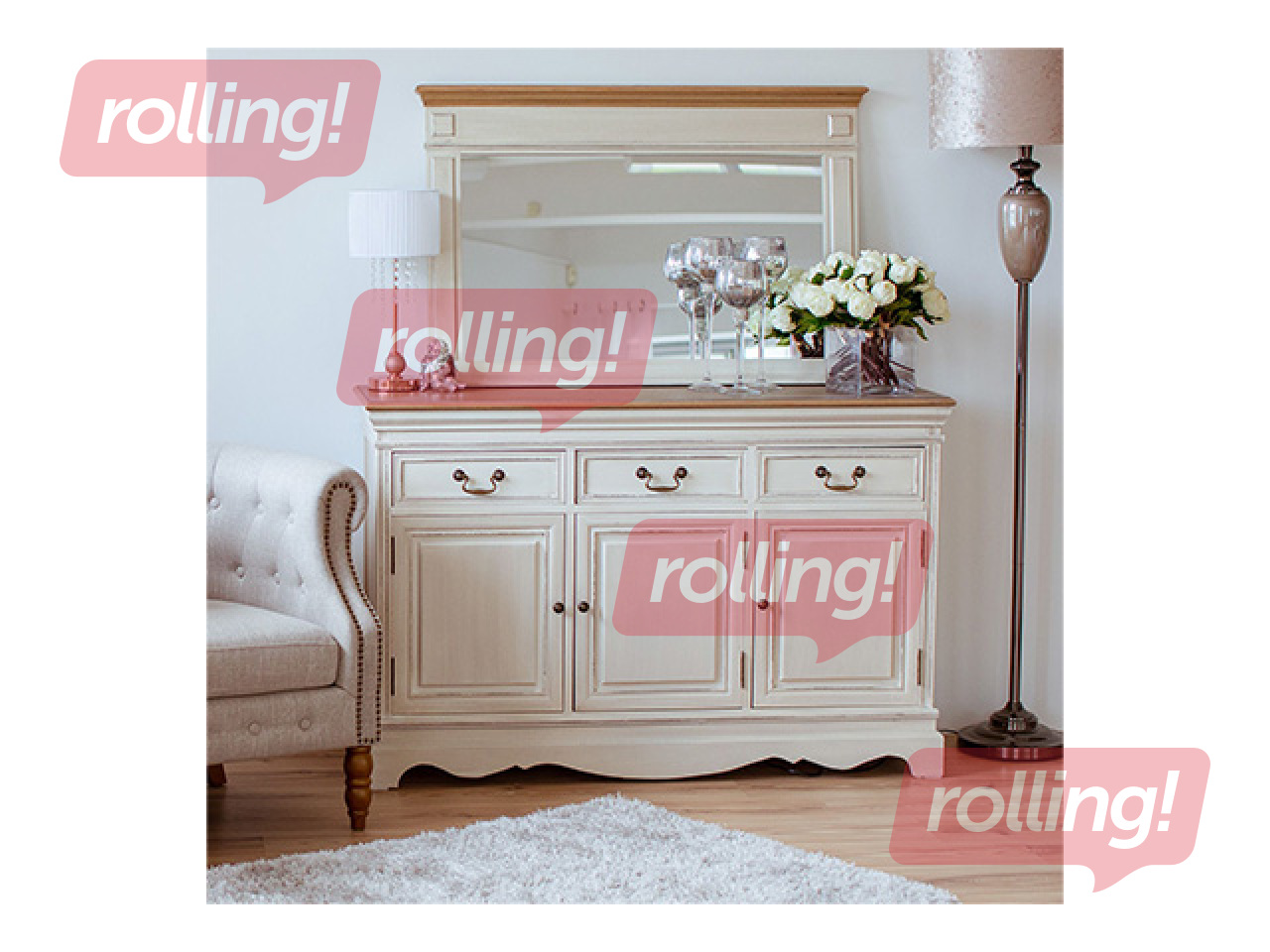 Seinapeegel Samira, puit, 107x70cm