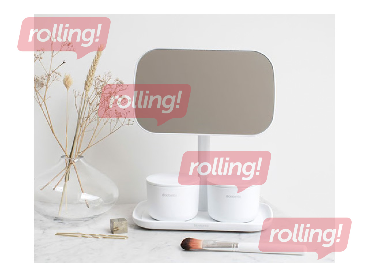 Cosmetic mirror Brabantia, with organiser, white, 12.6x20x28.3cm