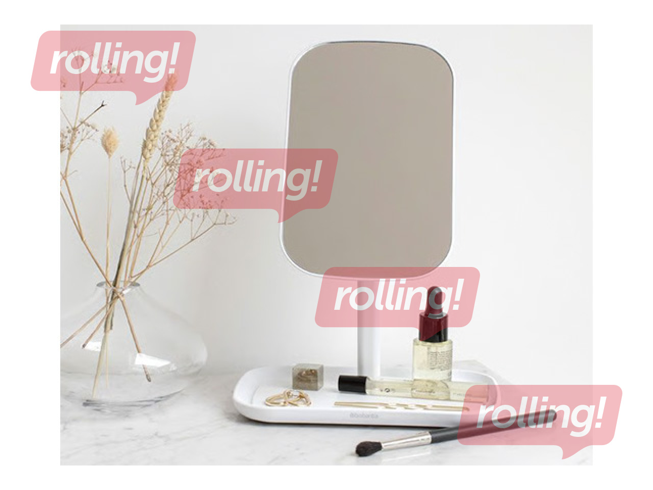 Kosmeetiline peegel Brabantia, organisaatoriga, valge, 12.6x20x28.3cm