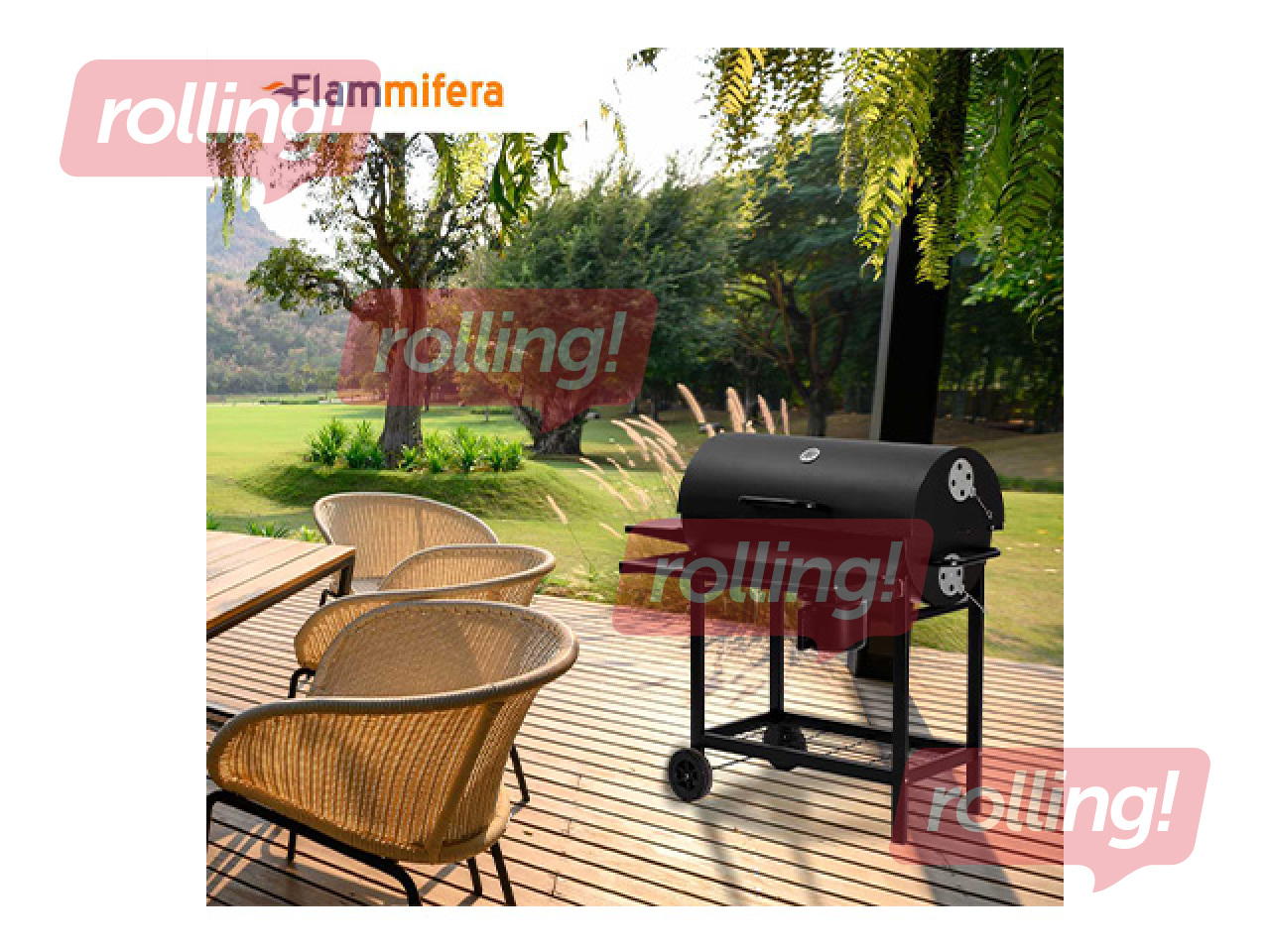 Söegrill Flammifera, must, ratastega, 108x70x102cm