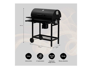 Söegrill Flammifera, must, ratastega, 108x70x102cm