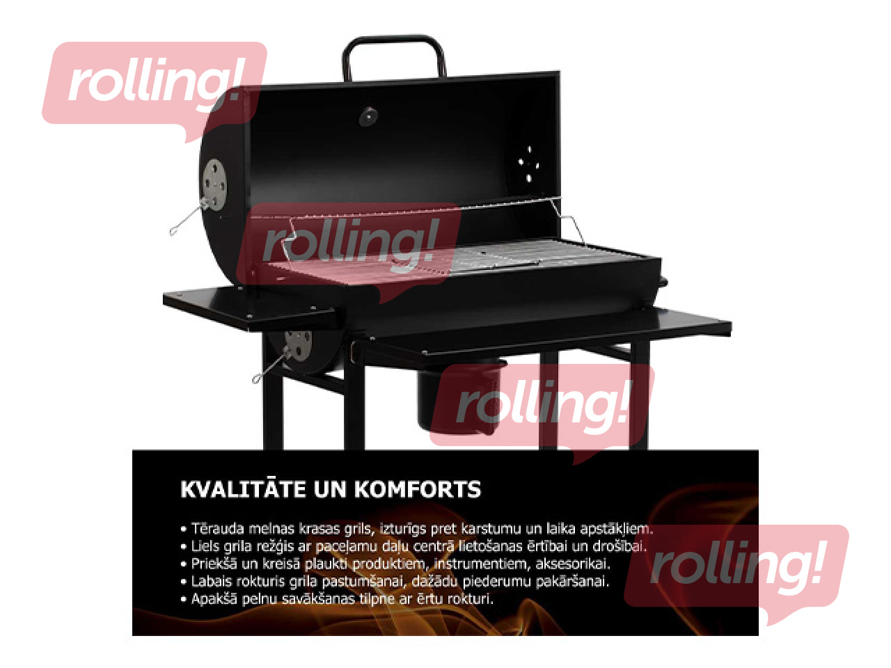 Söegrill Flammifera, must, ratastega, 108x70x102cm