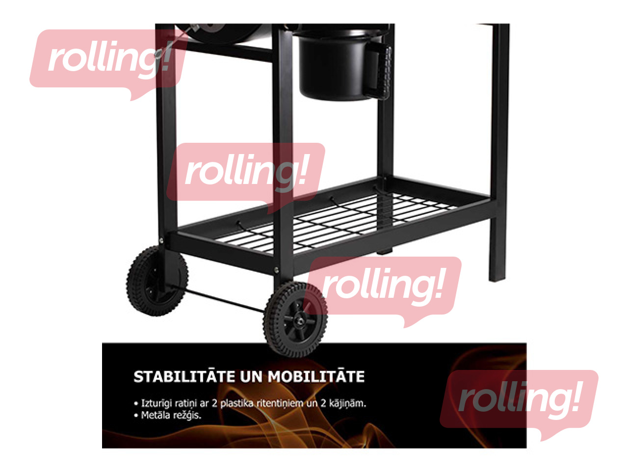 Söegrill Flammifera, must, ratastega, 108x70x102cm