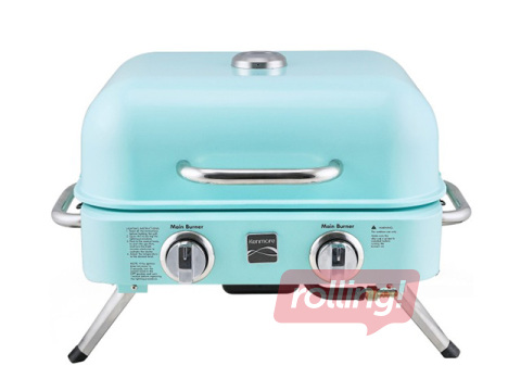 Gaasigrill Kenmore Retro, lauale, kaasaskantav, 2 põletiga, türkiissinine