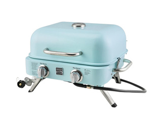 Gaasigrill Kenmore Retro, lauale, kaasaskantav, 2 põletiga, türkiissinine