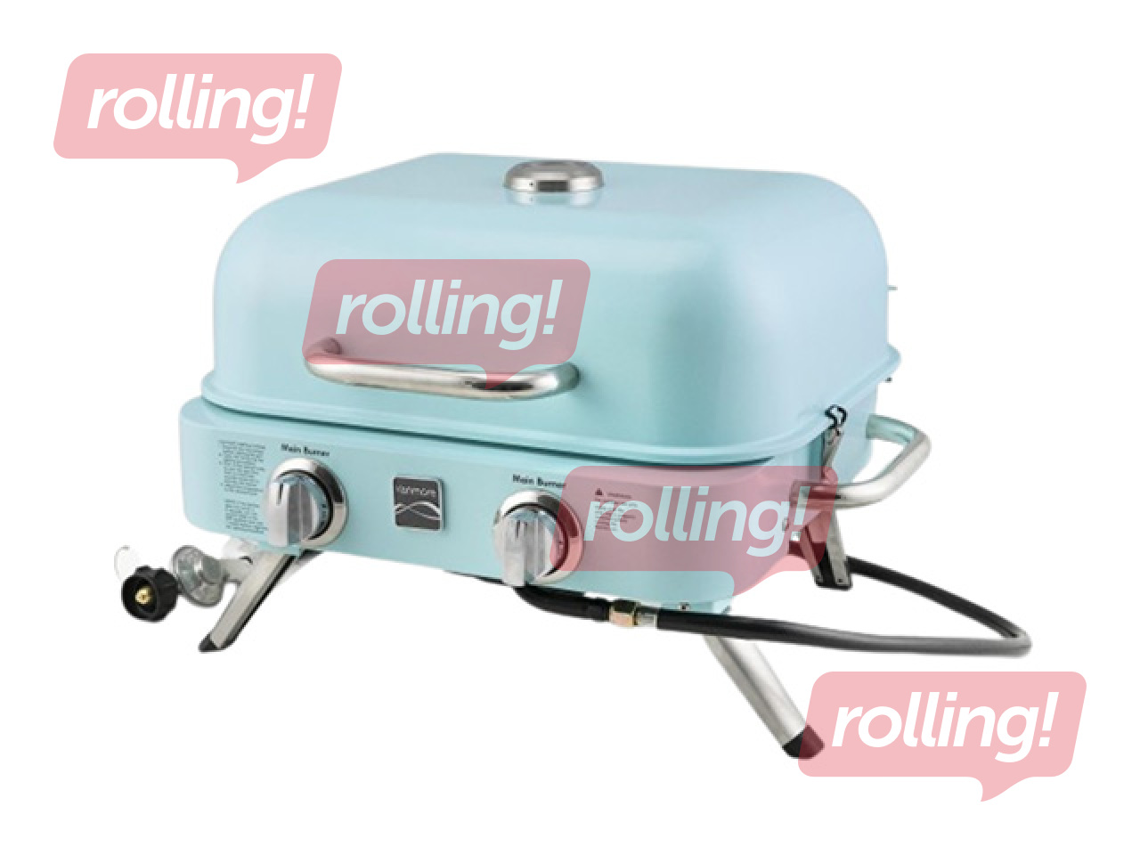 Gaasigrill Kenmore Retro, lauale, kaasaskantav, 2 põletiga, türkiissinine