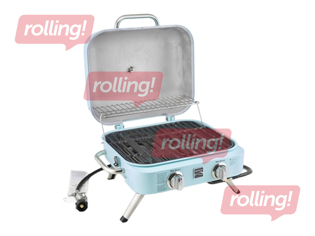Gaasigrill Kenmore Retro, lauale, kaasaskantav, 2 põletiga, türkiissinine