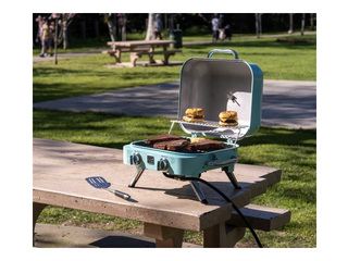 Gaasigrill Kenmore Retro, lauale, kaasaskantav, 2 põletiga, türkiissinine