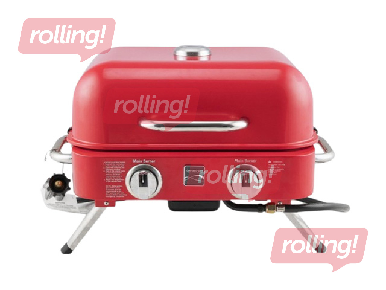 Gaasigrill Kenmore Retro, lauale, kaasaskantav, 2 põletiga, punane