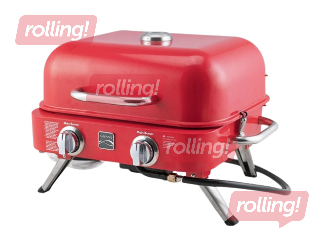 Gaasigrill Kenmore Retro, lauale, kaasaskantav, 2 põletiga, punane