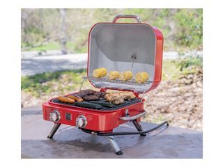 Gaasigrill Kenmore Retro, lauale, kaasaskantav, 2 põletiga, punane