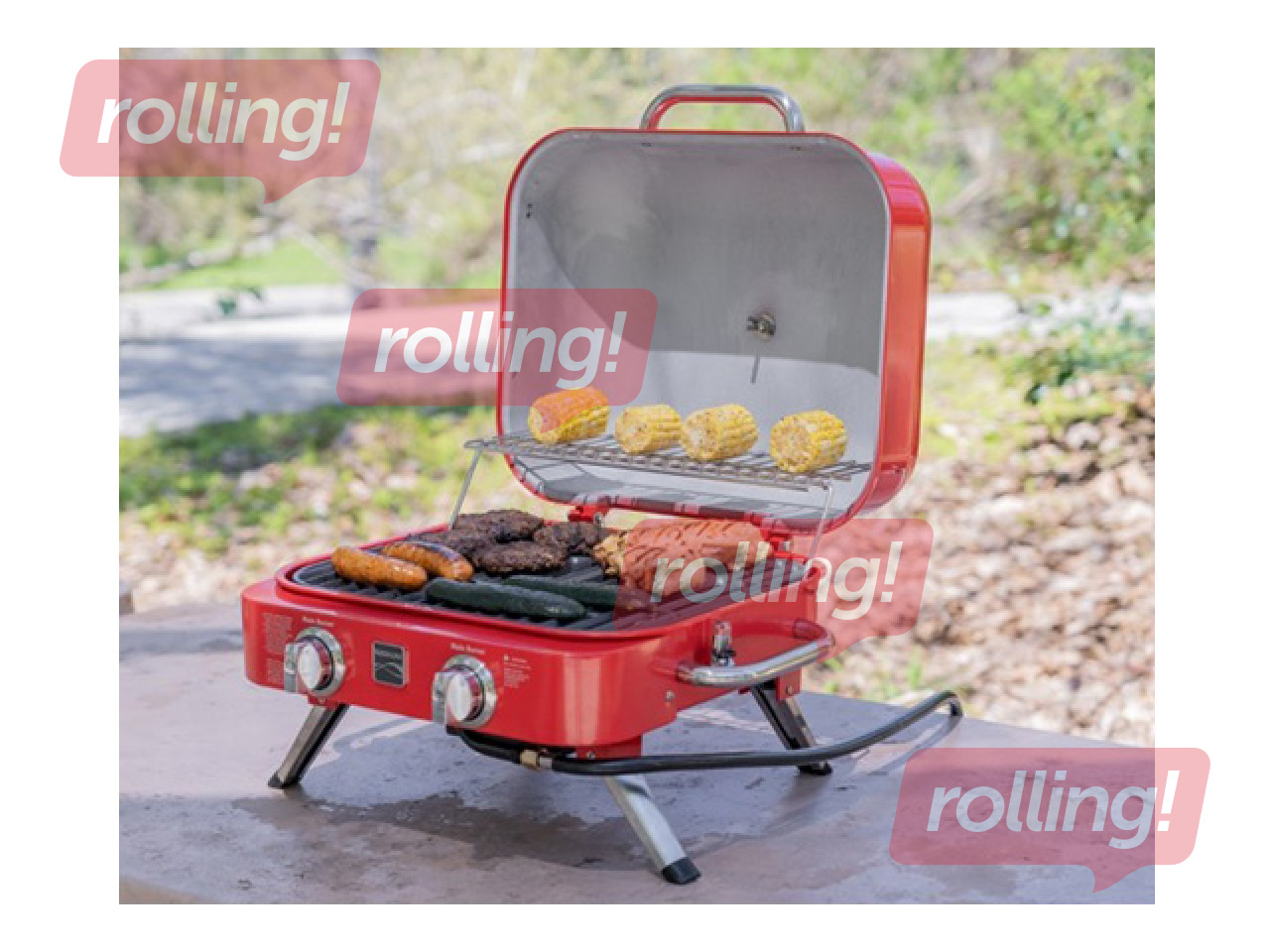Gaasigrill Kenmore Retro, lauale, kaasaskantav, 2 põletiga, punane