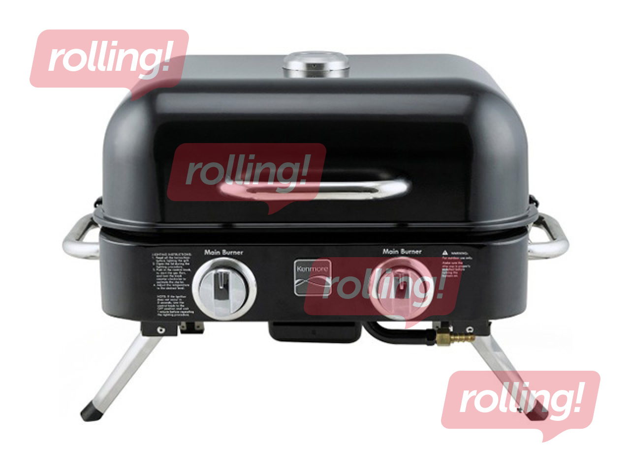 Gaasigrill Kenmore Retro, lauale, kaasaskantav, 2 põletiga, must