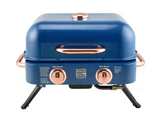 Gaasigrill Kenmore Retro, lauale, kaasaskantav, 2 põletiga, tumesinine
