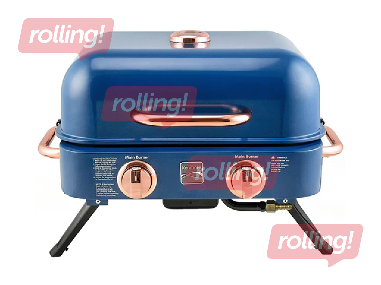 Gaasigrill Kenmore Retro, lauale, kaasaskantav, 2 põletiga, tumesinine