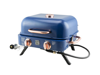 Gaasigrill Kenmore Retro, lauale, kaasaskantav, 2 põletiga, tumesinine
