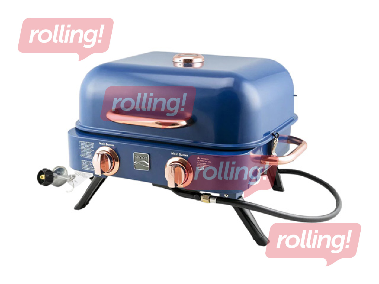 Gaasigrill Kenmore Retro, lauale, kaasaskantav, 2 põletiga, tumesinine