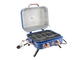 Gaasigrill Kenmore Retro, lauale, kaasaskantav, 2 põletiga, tumesinine