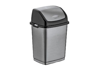 Atkritumu tvertne ar šūpojošos vāku FANTASY plastmasas, pelēka ar melnu, 50 l