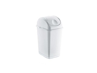Prügikast kaanega SLIM plastik, valge, 5 l