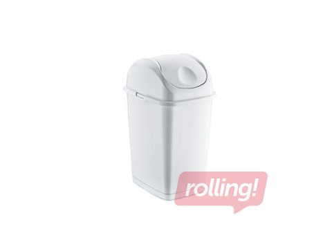 Waste bin with swinging lid SLIM plastic, white, 5 l